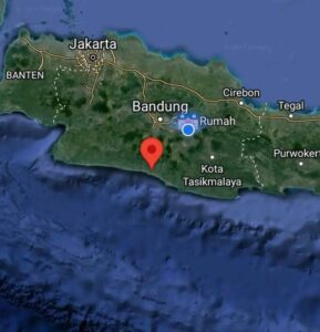 Guncangan gempa Garut M 6,1 mengakibatkan sejumlah rumah rusak. Bupati Garut Imbau masyarakat tetap tenang. Foto : Peta wilayah Jawa Barat.