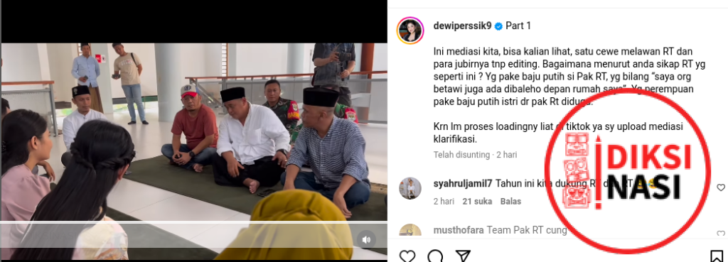 Dewi mengunggah sebuah konten video YouTube melalui fitur Instagram story, yang diduga telah memfitnahnya.