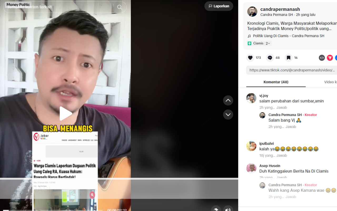 kritik terhadap Bawaslu, Konten Kreator Ciptakan Lagu di Tiktok