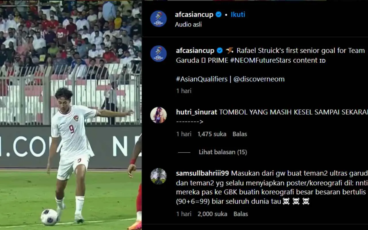 Gol Perdana Rafael Struick Dipajang AFC Tuai Protes Warganet