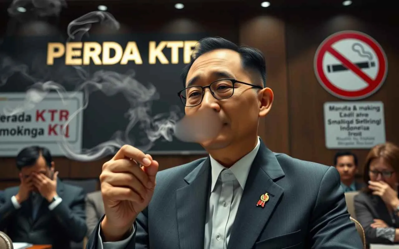 Perda KTR Hanya Pajangan, Pejabat Ciamis Santai Merokok. Gambar ilustrasi AI