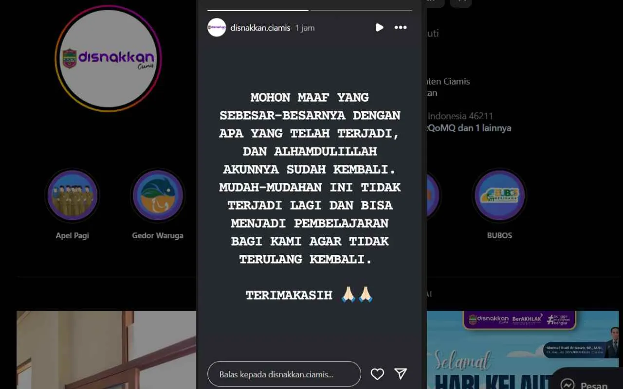 Akun Disnakkan Ciamis Diretas, Tapi Klarifikasinya Bikin Heran